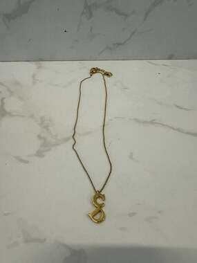 Christian Dior Gold Tone CD Logo Chain Pendant Necklace